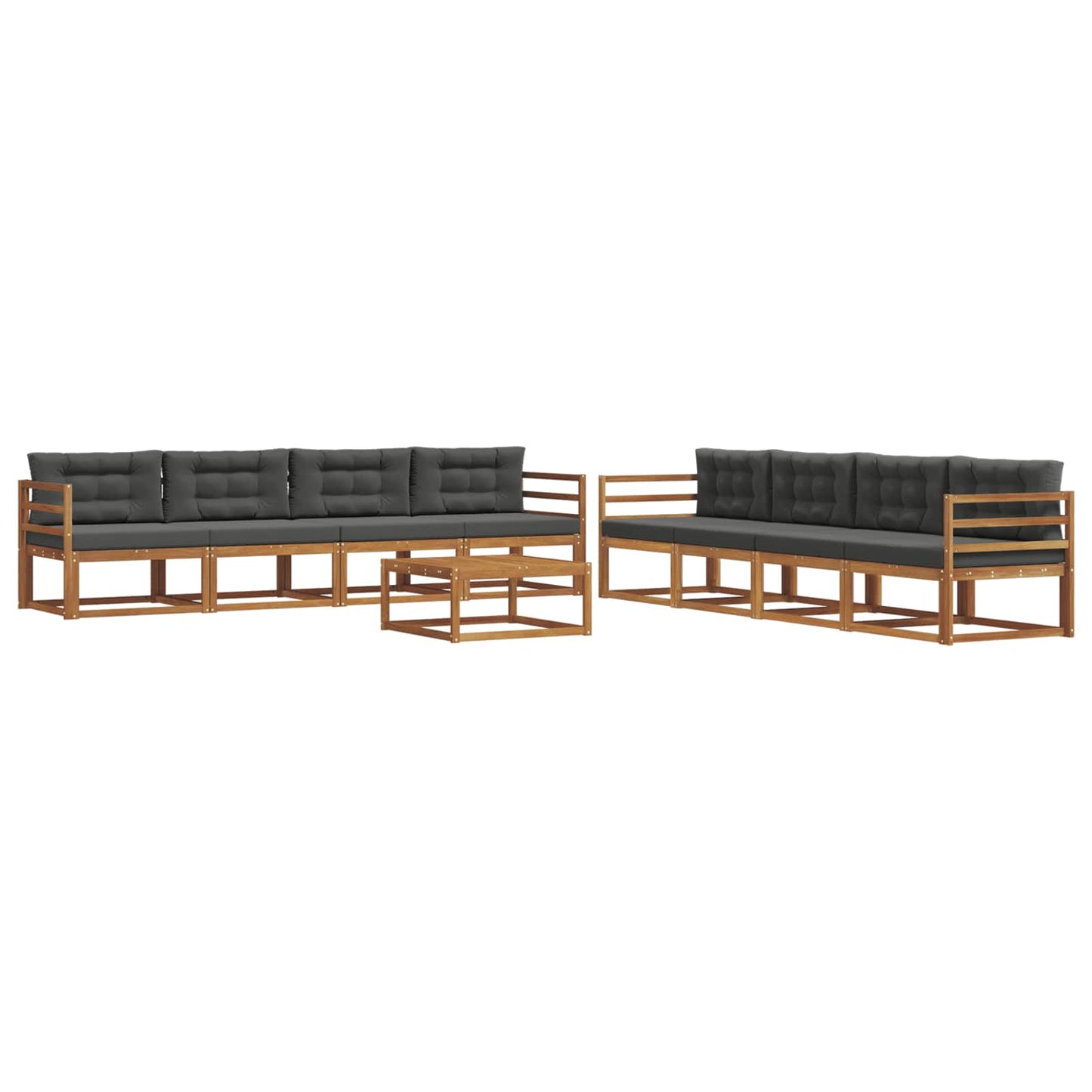Set di divani da esterno con cuscino 9 pcs Naturale e Antracite