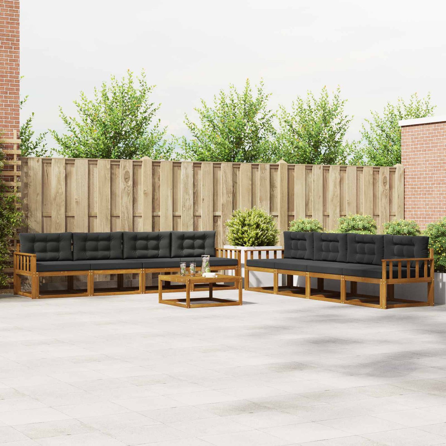 Set di divani da esterno con cuscino 9 pcs Naturale e Antracite