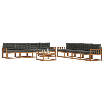 Set di divani da esterno con cuscino 9 pcs Naturale e Antracite