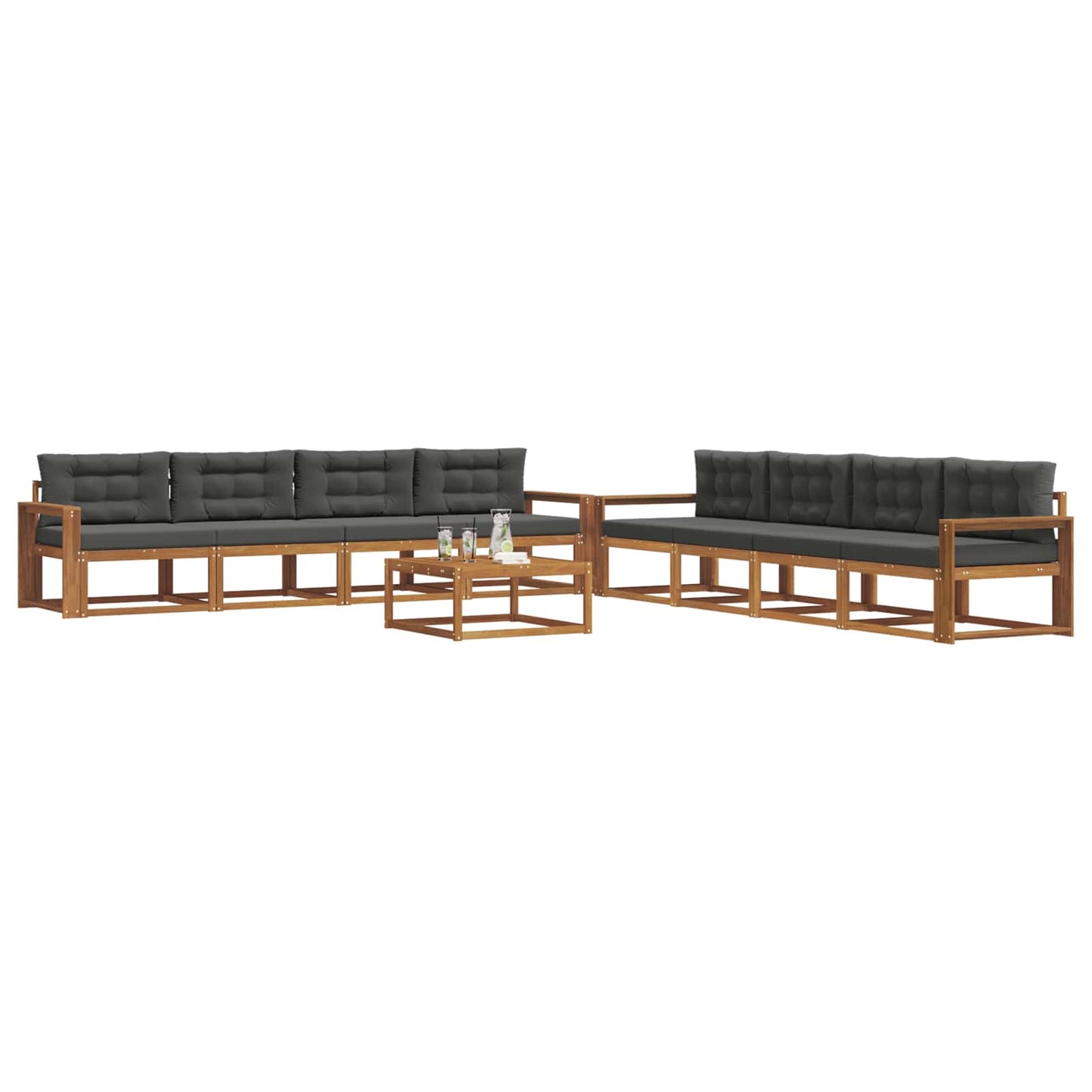 Set di divani da esterno con cuscino 9 pcs Naturale e Antracite