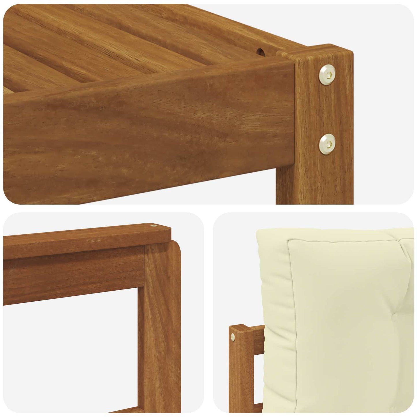 Set di divani da esterno con cuscino 4 pcs Naturale e Crema