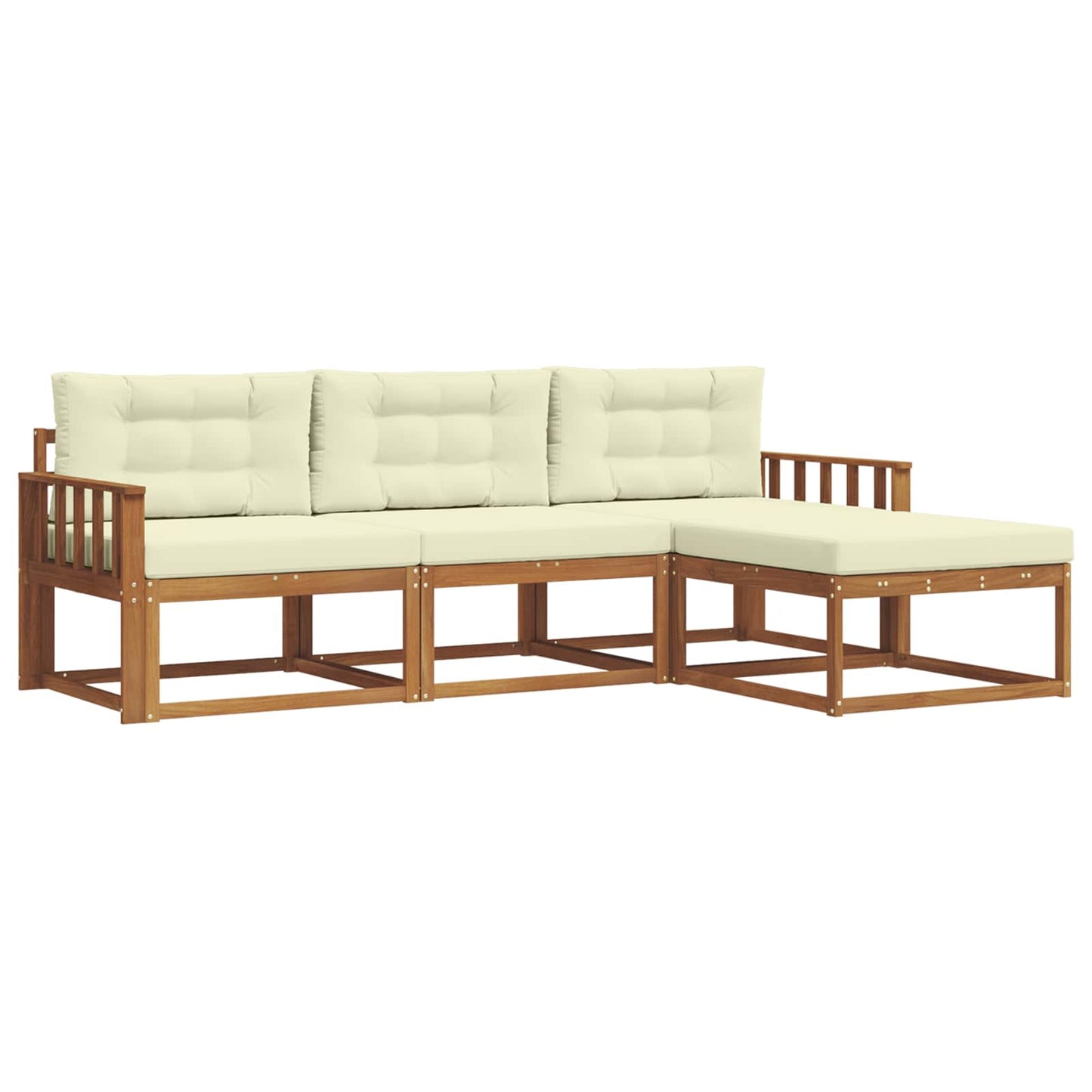 Set di divani da esterno con cuscino 4 pcs Naturale e Crema
