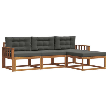 Set di divani da esterno con cuscino 4 pcs Naturale e Antracite