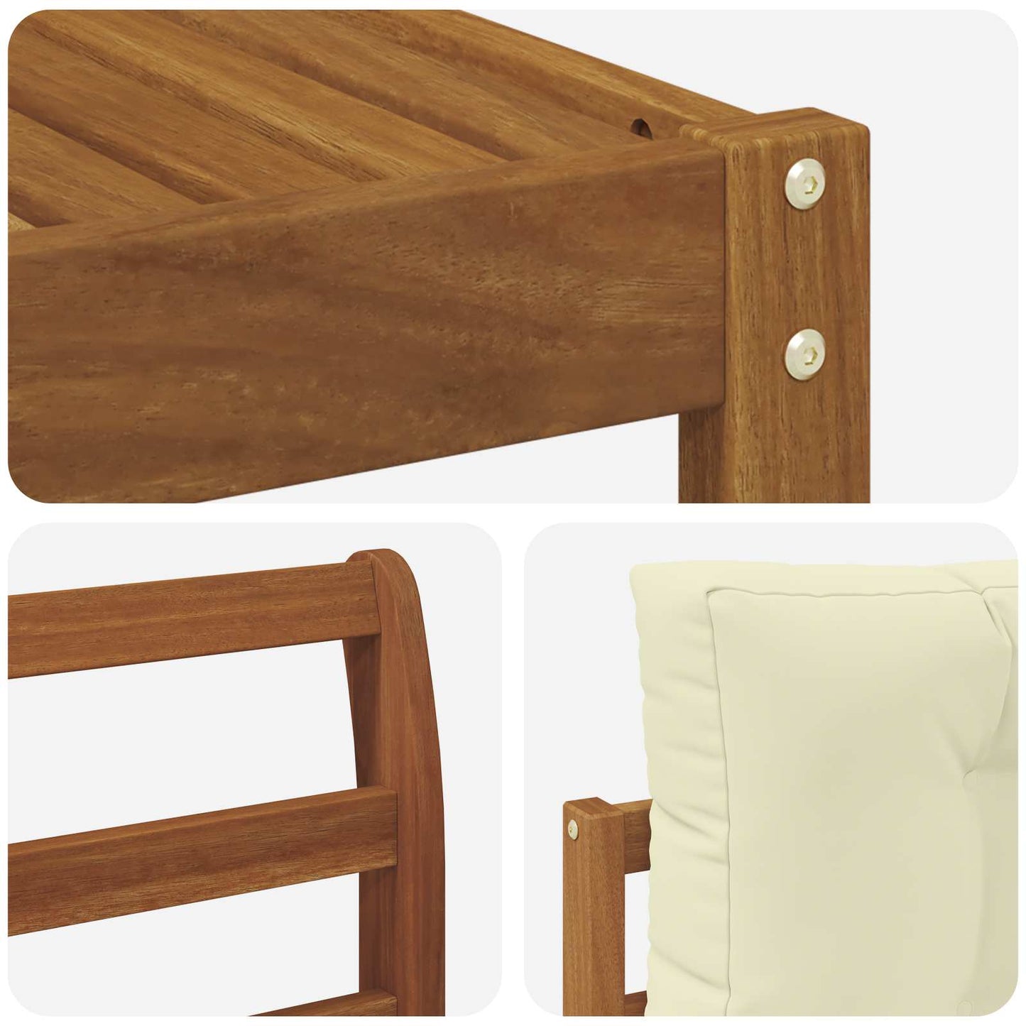 Set di divani da esterno con cuscino 4 pcs Naturale e Crema
