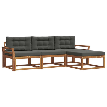 Set di divani da esterno con cuscino 4 pcs Naturale e Antracite