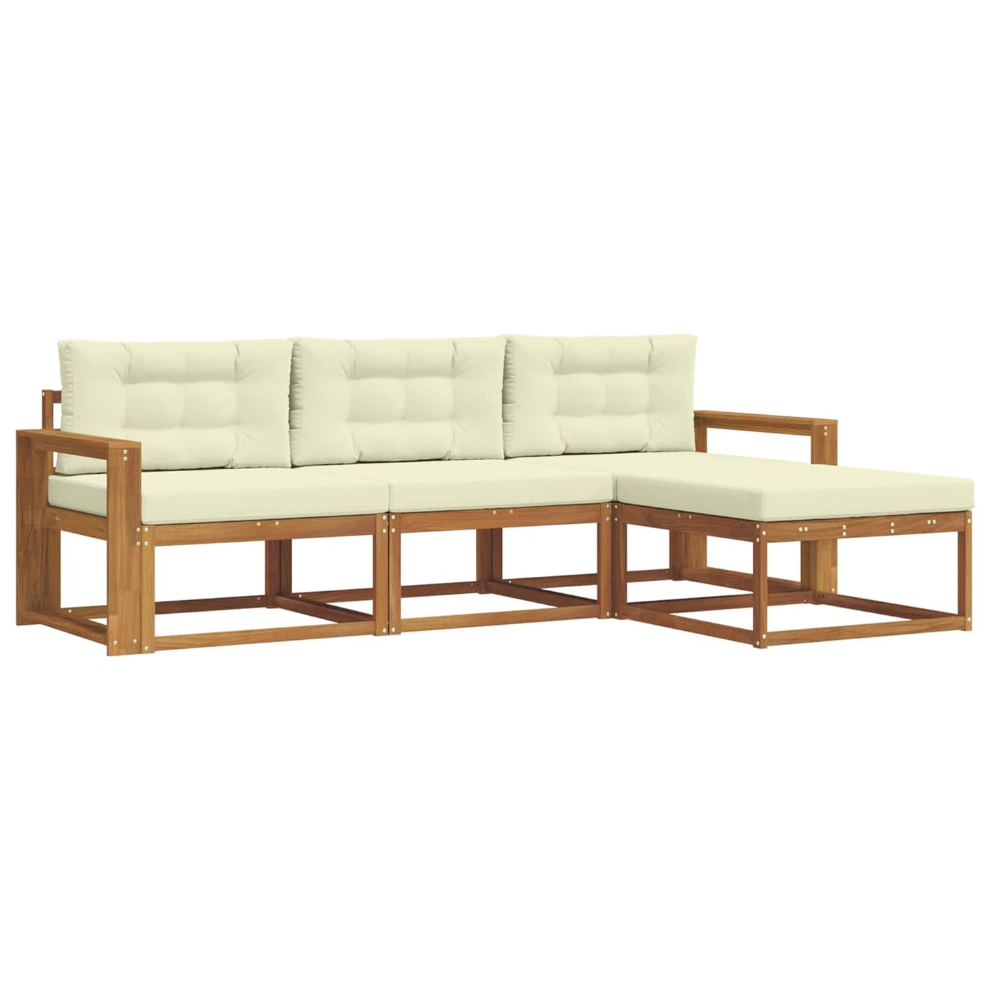 Set di divani da esterno con cuscino 4 pcs Naturale e Crema