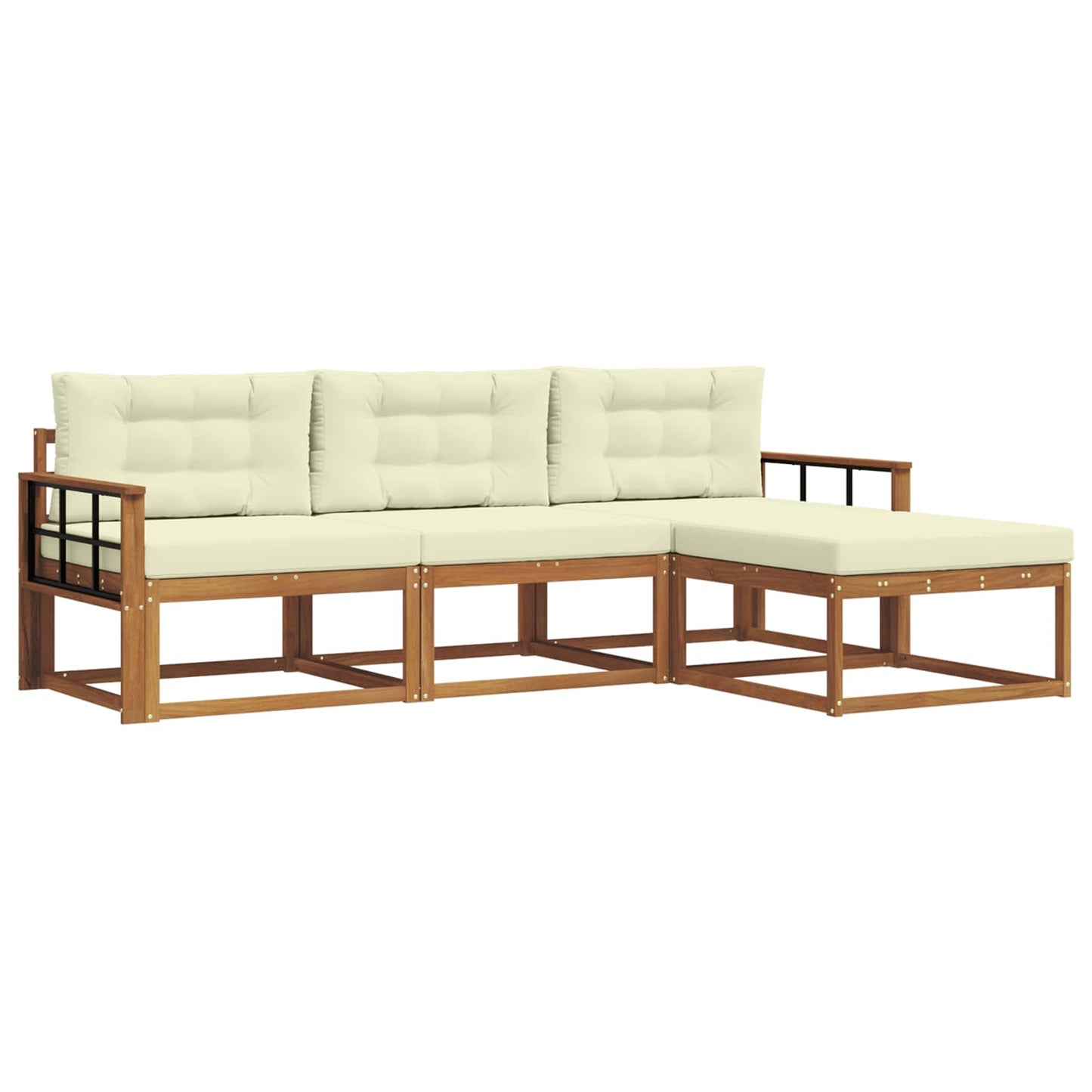 Set di divani da esterno con cuscino 4 pcs Naturale e Crema