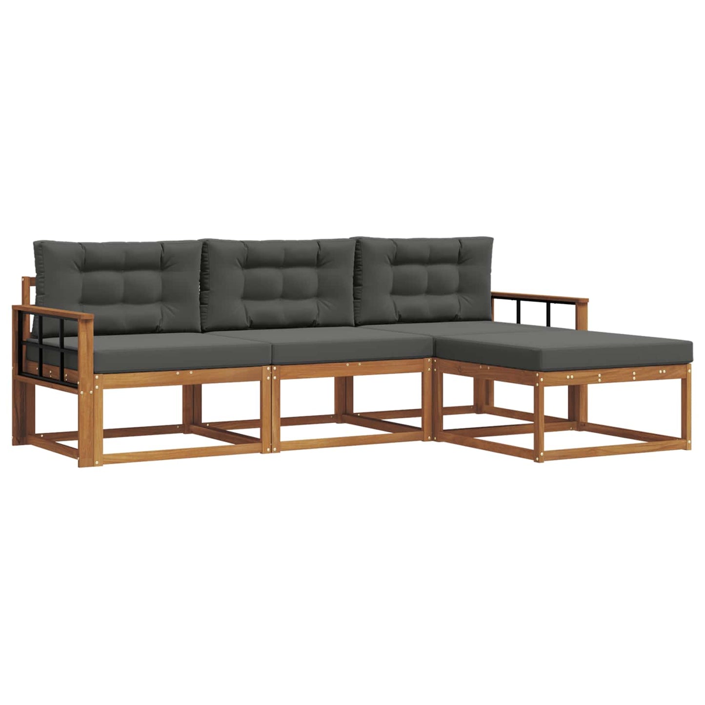 Set di divani da esterno con cuscino 4 pcs Naturale e Antracite