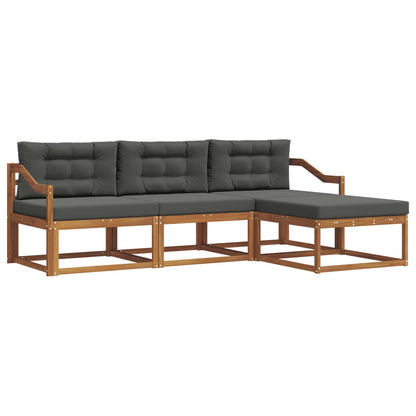 Set di divani da esterno con cuscino 4 pcs Naturale e Antracite