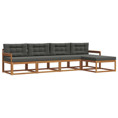 Set di divani da esterno con cuscino 5 pcs Naturale e Antracite