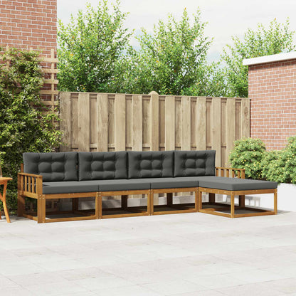 Set di divani da esterno con cuscino 5 pcs Naturale e Antracite
