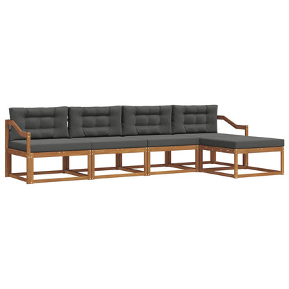 Set di divani da esterno con cuscino 5 pcs Naturale e Antracite