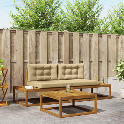 Set di divani da esterno con cuscino 3 Pezzo Naturale e Beige