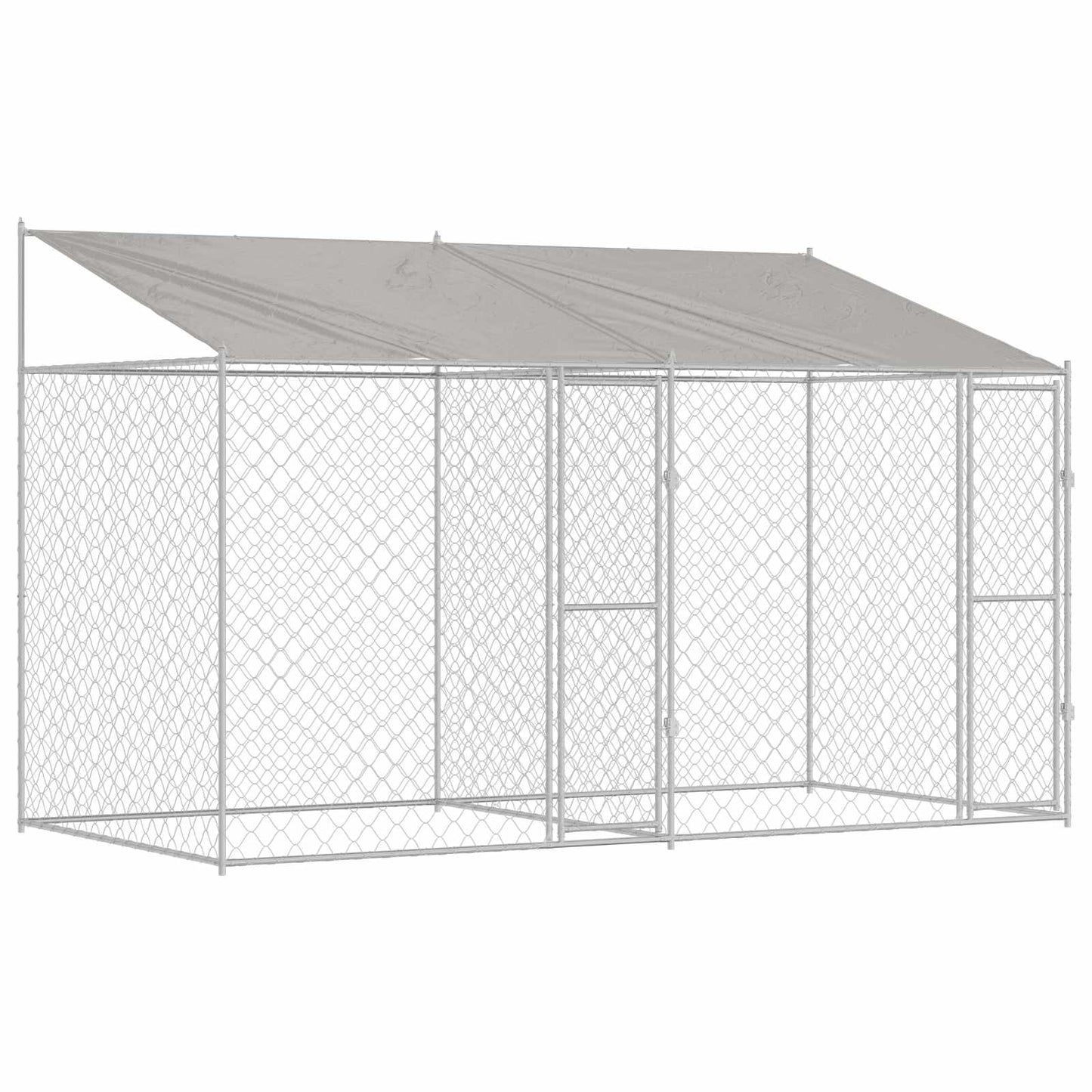 Gabbia per Cani con Tetto Argento 400 x 200 x 256 cm