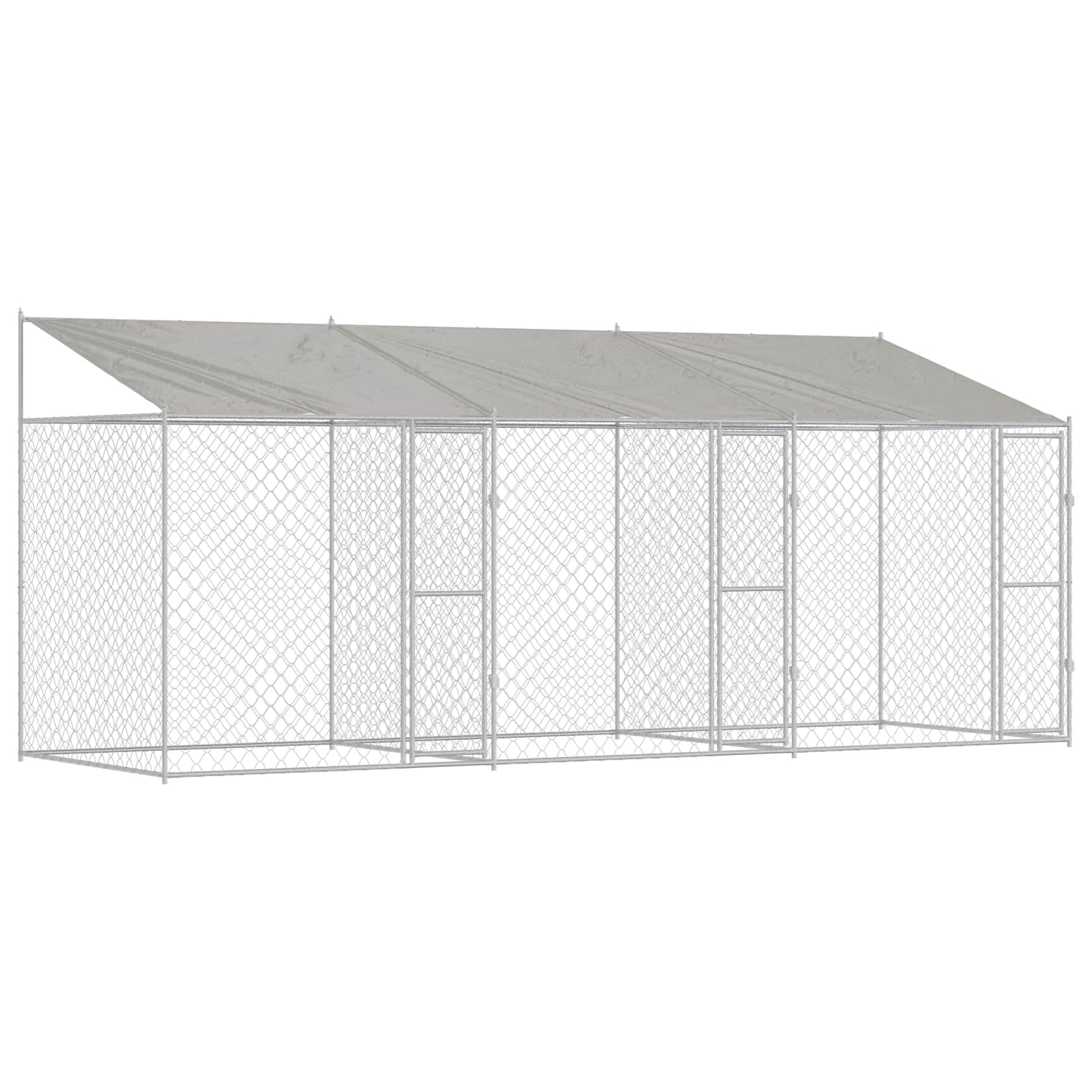 Gabbia per Cani con Tetto Argento 600 x 200 x 256 cm