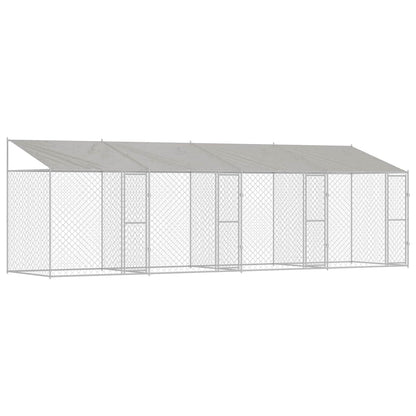 Gabbia per Cani con Tetto Argento 800 x 200 x 256 cm