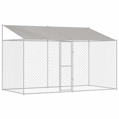 Gabbia per Cani con Tetto Argento 400 x 200 x 256 cm
