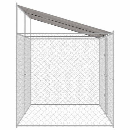 Gabbia per Cani con Tetto Argento 400 x 200 x 256 cm
