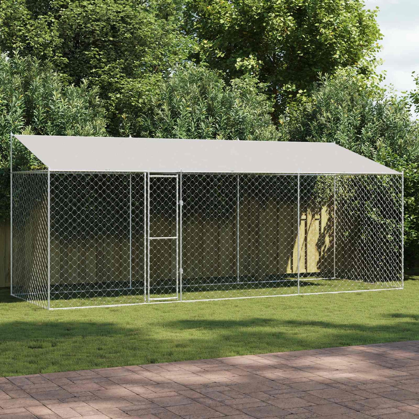 Gabbia per Cani con Tetto Argento 600 x 200 x 256 cm