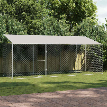 Gabbia per Cani con Tetto Argento 600 x 200 x 256 cm