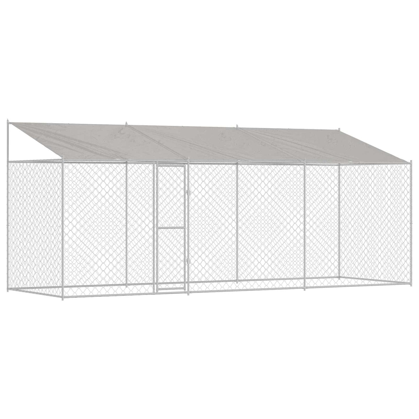 Gabbia per Cani con Tetto Argento 600 x 200 x 256 cm