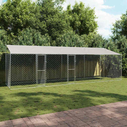 Gabbia per Cani con Tetto Argento 800 x 200 x 256 cm