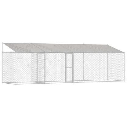 Gabbia per Cani con Tetto Argento 800 x 200 x 256 cm