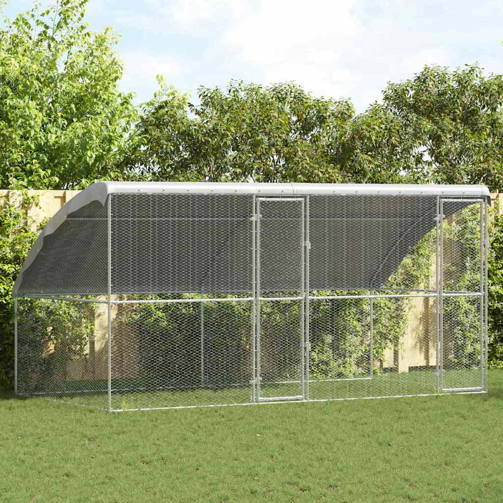 Gabbia per polli 2 pcs Argento 400 x 200 x 198,5 cm