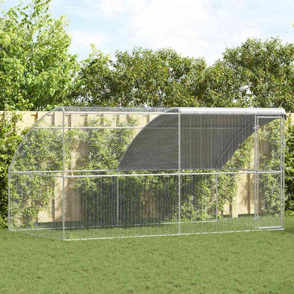 Gabbia per polli 2 pcs Argento 400 x 200 x 200 cm Acciaio e PE