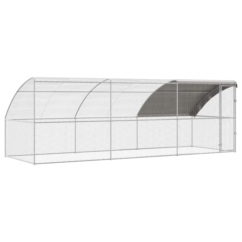 Gabbia per polli 3 pcs Argento 600 x 200 x 200 cm Acciaio e PE