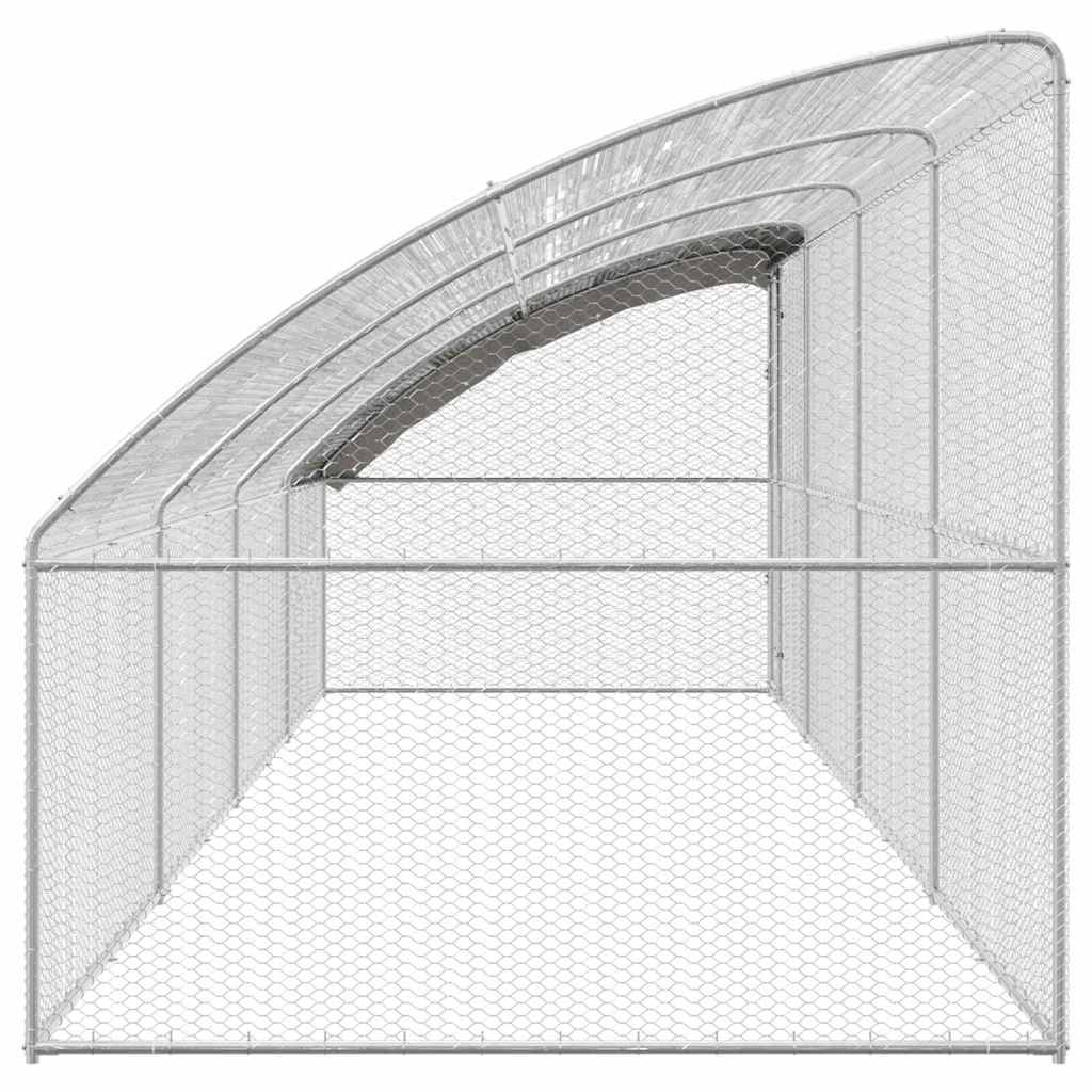 Gabbia per polli 4 pcs Argento 800 x 200 x 200 cm Acciaio e PE