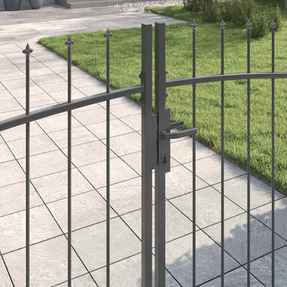 Cancello Doppio con blocco Grigio 299,5 x 149,5 cm Acciaio