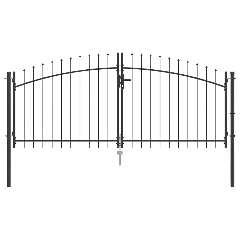 Cancello Doppio con blocco Grigio 299,5 x 149,5 cm Acciaio