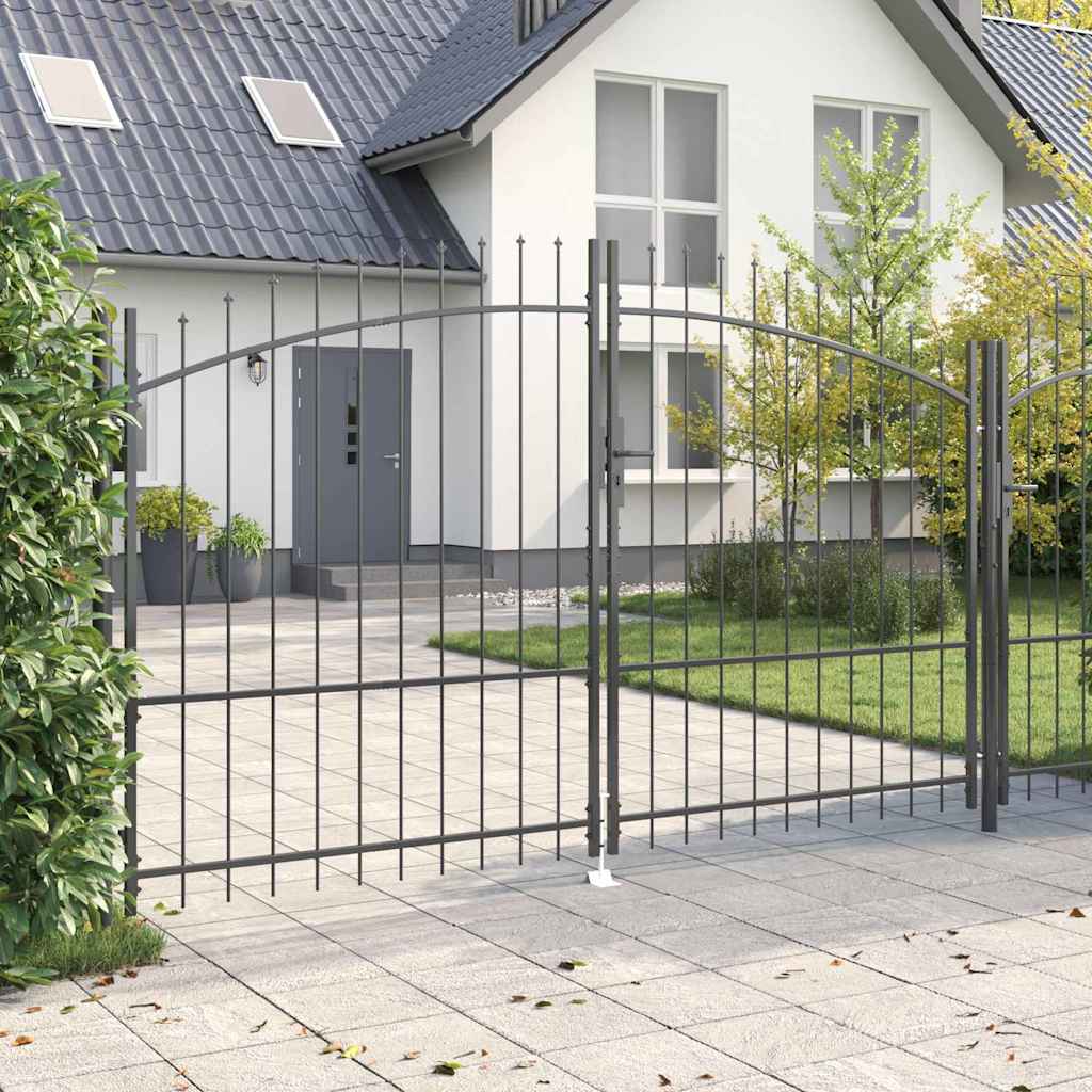 Cancello Doppio con blocco Grigio 299,5 x 224,5 cm Acciaio
