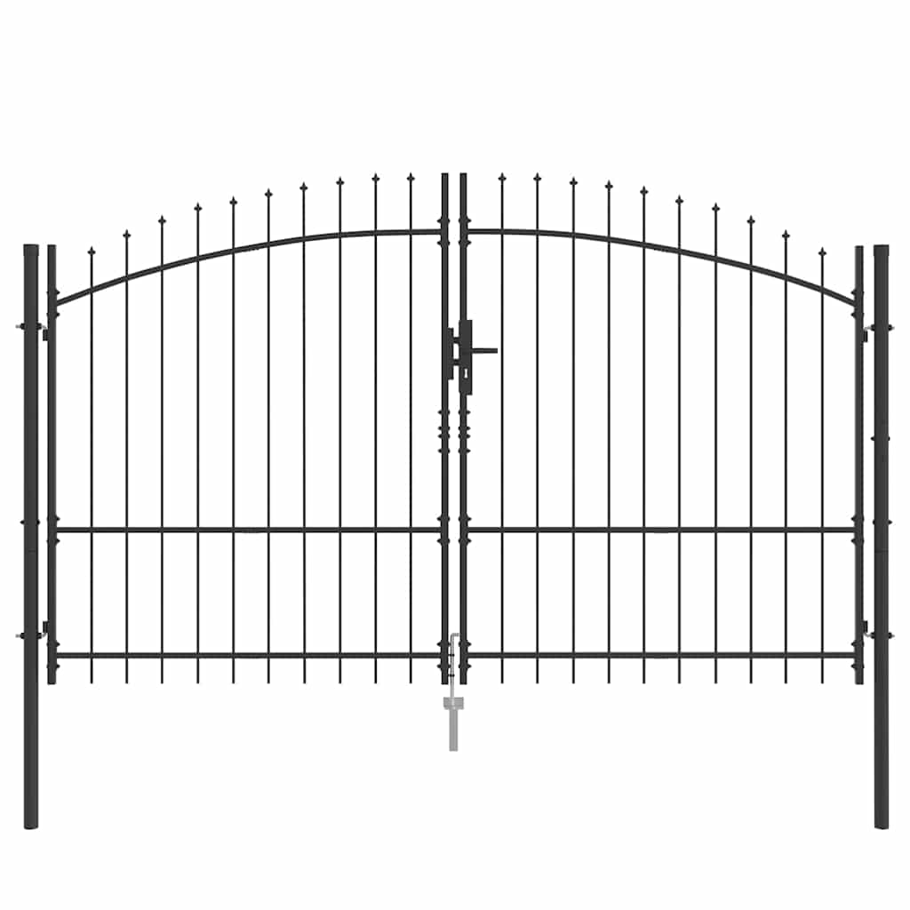 Cancello Doppio con blocco Grigio 299,5 x 224,5 cm Acciaio