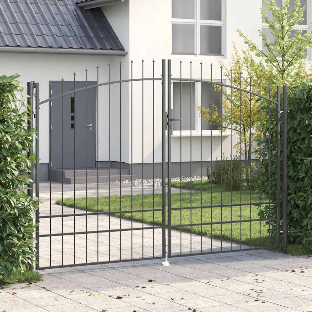 Cancello Doppio con blocco Grigio 400 x 199.5 cm Acciaio