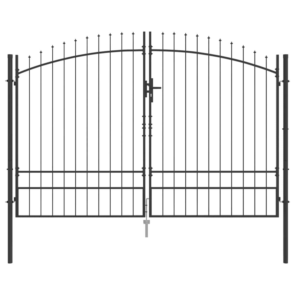 Cancello Doppio con blocco Grigio 400 x 199.5 cm Acciaio