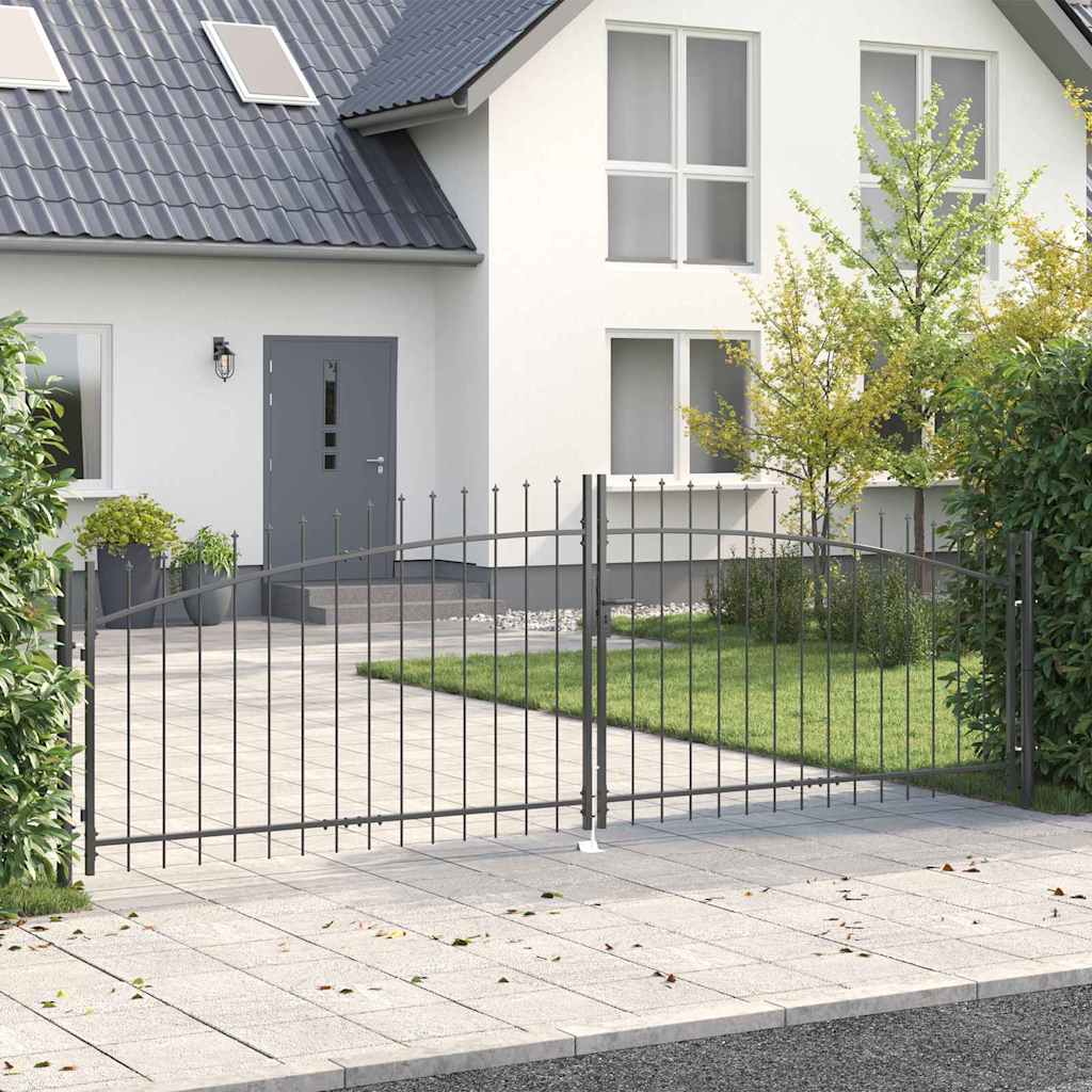 Cancello Doppio con blocco Grigio 400 x 199.5 cm Acciaio