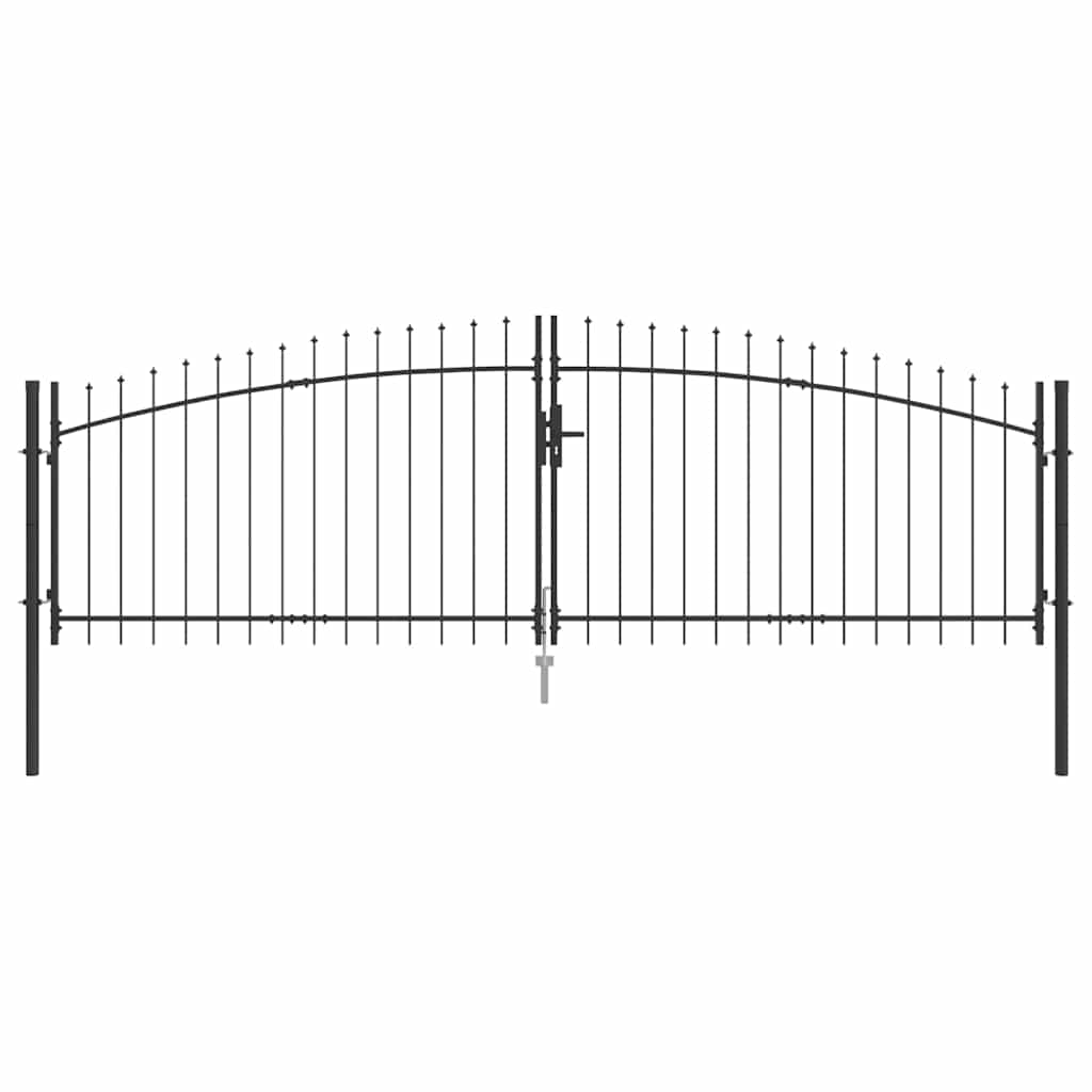 Cancello Doppio con blocco Grigio 400 x 199.5 cm Acciaio