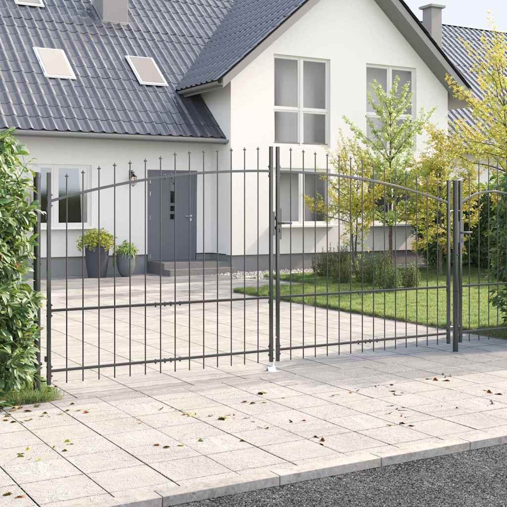 Cancello Doppio con blocco Grigio 400 x 199.5 cm Acciaio