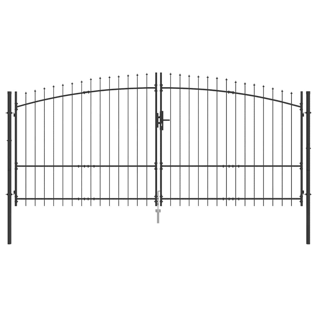 Cancello Doppio con blocco Grigio 400 x 199.5 cm Acciaio