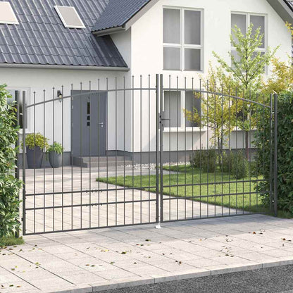 Cancello Doppio con blocco Grigio 400 x 199.5 cm Acciaio