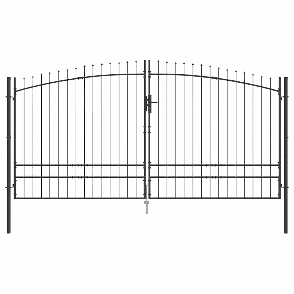 Cancello Doppio con blocco Grigio 400 x 199.5 cm Acciaio