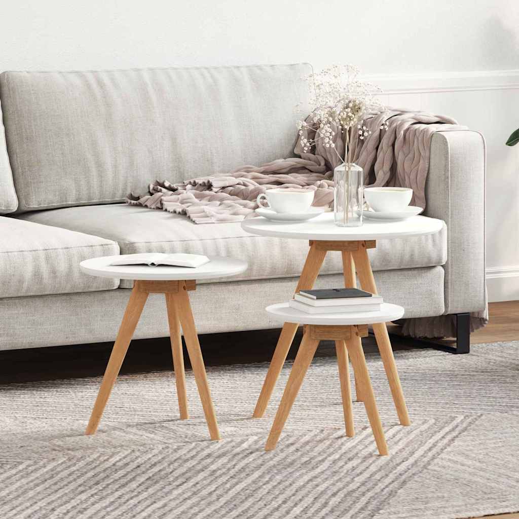 Tavolino da salotto 3 pcs Marrone Legno di Noce Massello