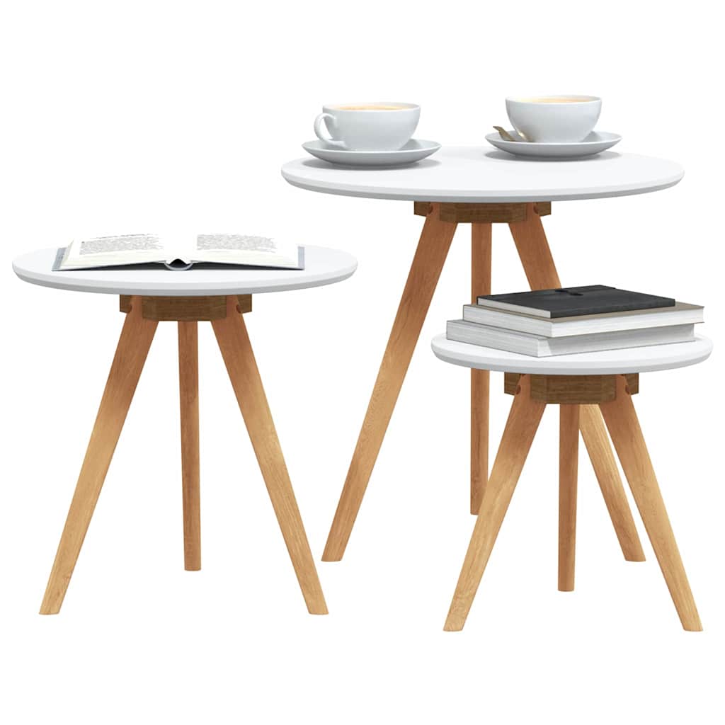 Tavolino da salotto 3 pcs Marrone Legno di Noce Massello