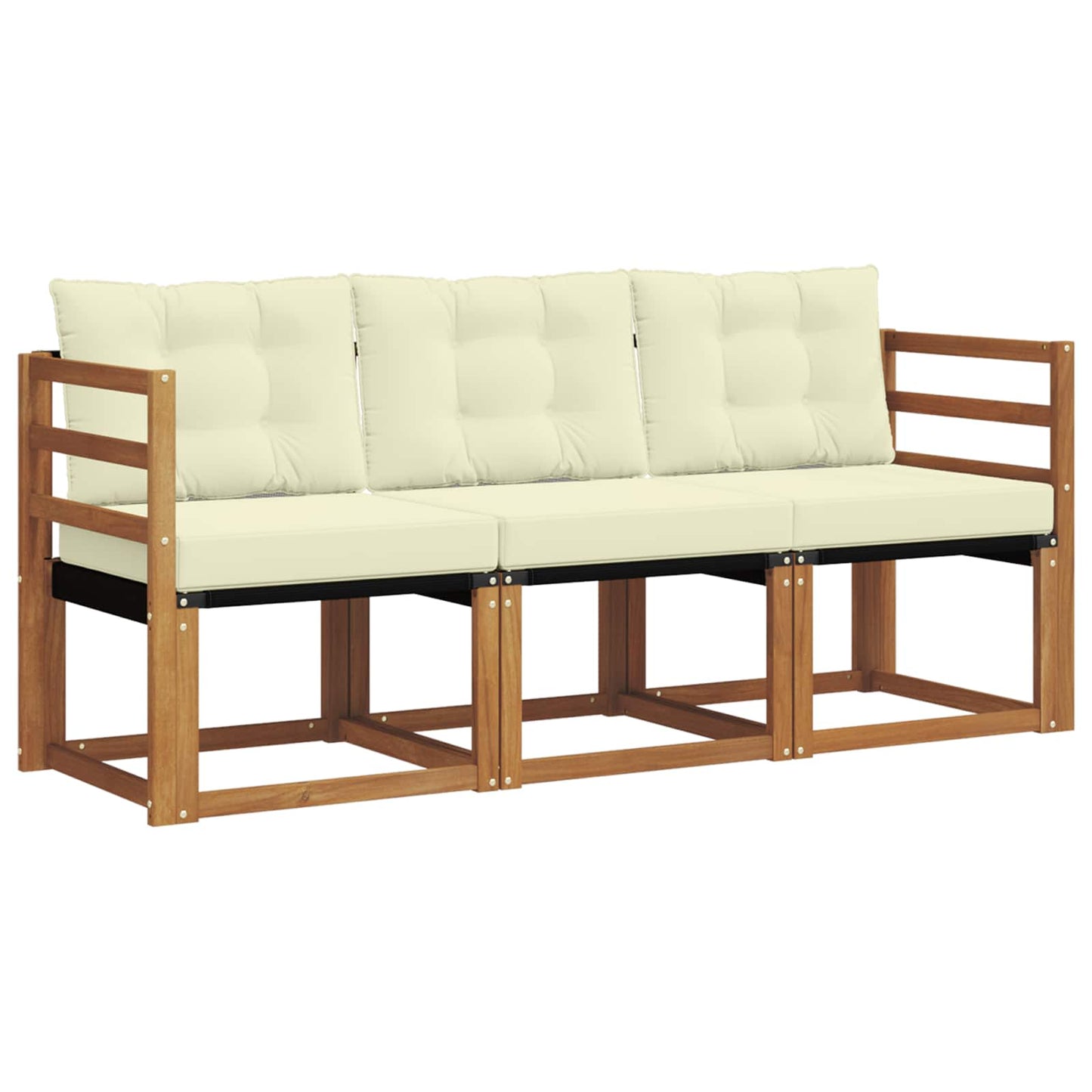 Set di divani da esterno con cuscino 3 pcs Naturale e Crema