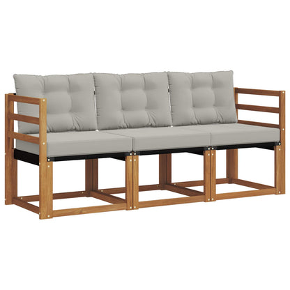 Set di divani da esterno 3 pcs Grigio Naturale e Chiaro