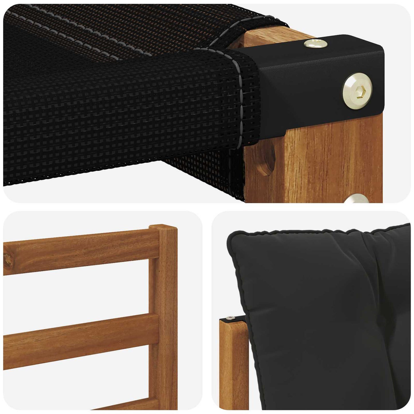 Set di divani da esterno con cuscino 3 pcs Naturale e Nero