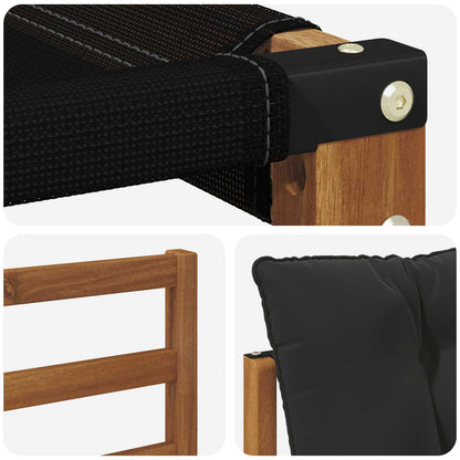 Set di divani da esterno con cuscino 3 pcs Naturale e Nero