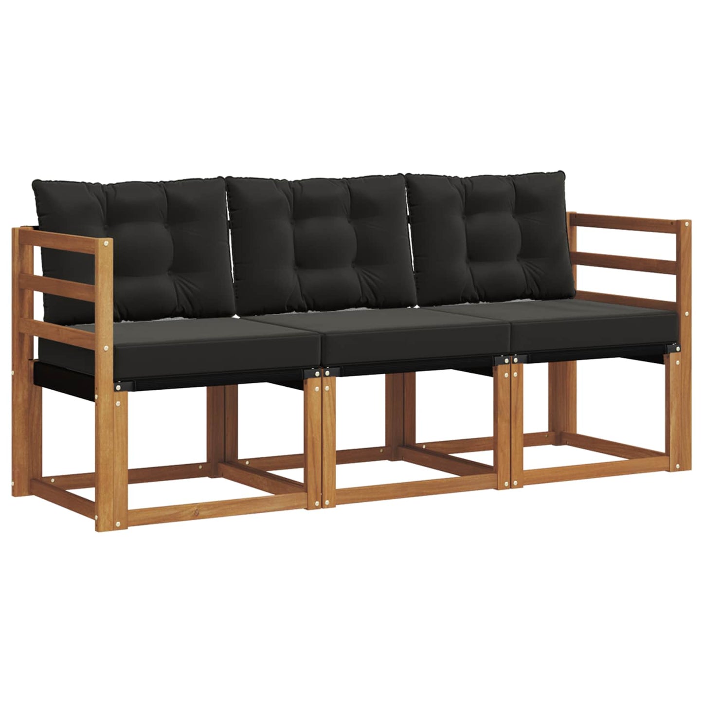 Set di divani da esterno con cuscino 3 pcs Naturale e Nero